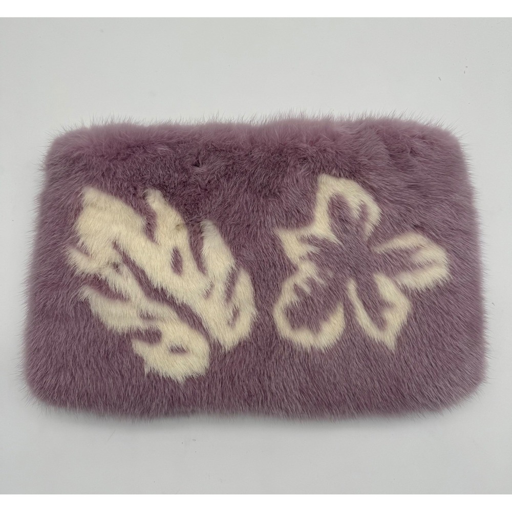 Prada Visone Mink Fur Clutch Pochette Primula & Bianco Floral‎ - Picture 4 of 7